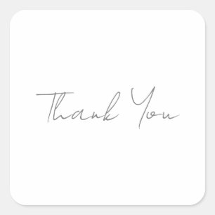 Sticker Carré Merci Gris Classique Chic Blanc Manuscrit