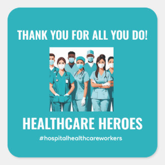 Sticker Carré Merci Héros de soins de santé Infirmière Docteur