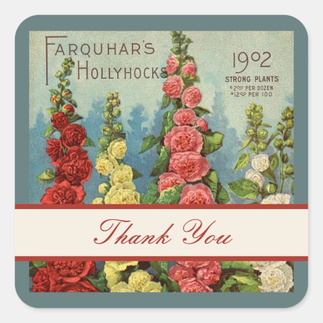Sticker Carré Merci Hollywood Peach Red Seed Packet Art (Devant)