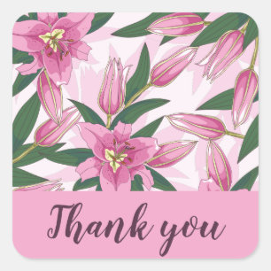 Sticker Carré Merci Lily Rose Bloom / Bienvenue