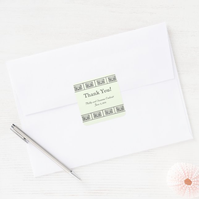 Sticker Carré Merci Mariage de frontière Art déco (Enveloppe)