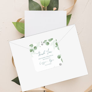 Sticker Carré Merci Mariage d'inspiration eucalyptus