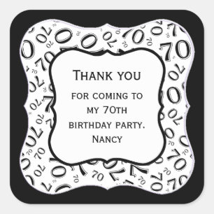 Sticker Carré Merci: Motif numérique noir/blanc 70 - Support