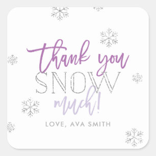 Sticker Carré Merci NEIGE beaucoup d'argent violet