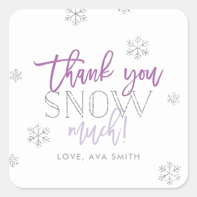Sticker Carré Merci NEIGE beaucoup d'argent violet (Devant)