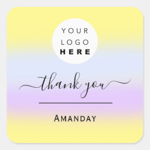 Sticker Carré Merci Nom Blue Modern Business Boutique Boutique L