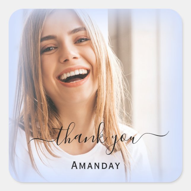 Sticker Carré Merci Nom Cadre Photo Mariage Douzième (Devant)