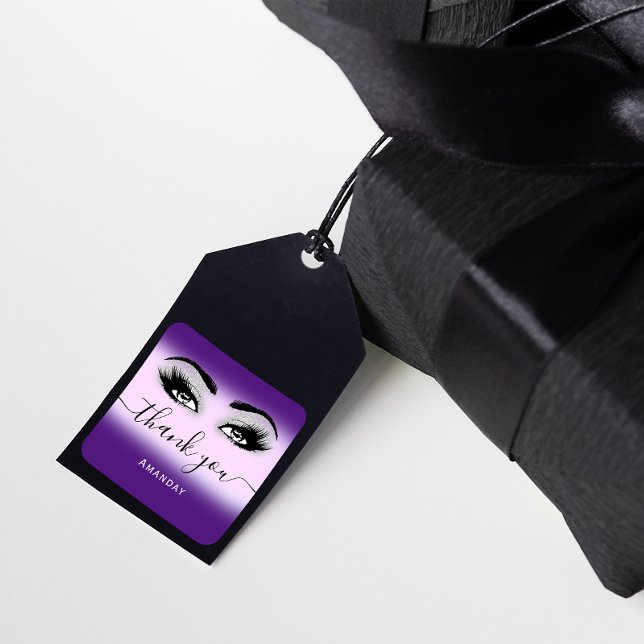 Sticker Carré Merci Nom Grey Purple Parties scintillant rose Eye (Créateur téléchargé)