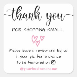 Sticker Carré merci petite entreprise mignon coeur instagram