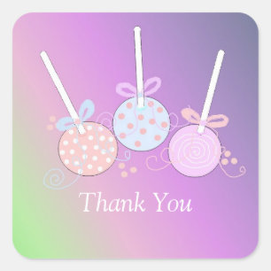 Sticker Carré Merci Pop de gâteau Pastel