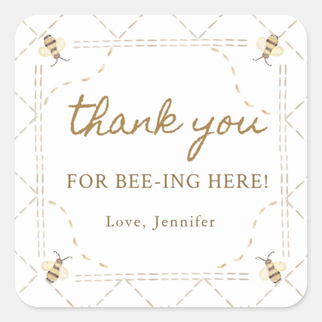 Sticker Carré Merci Pour L'Abeille Ici Merci (Devant)