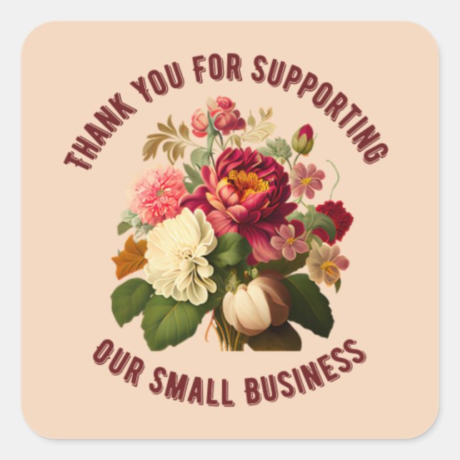 STICKER CARRÉ MERCI POUR LE SUPPORT DE NOTRE PETITE ENTREPRISE S (Devant)