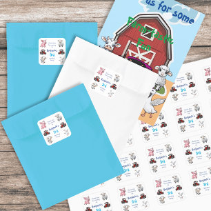 Sticker Carré Merci pour les animaux de ferme de tracteurs à ven