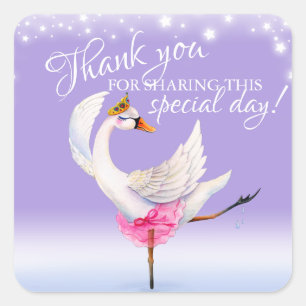 Sticker Carré Merci pour partager ce jour ballet cygne violet