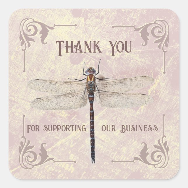 Sticker Carré Merci pour soutenir notre libellule d'affaires (Devant)