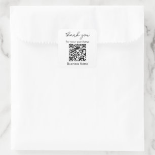 Sticker Carré Merci Pour Votre Achat Code QR Entreprise Blanc