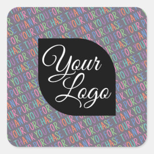 Sticker Carré Merci Pour Votre Achat Fun Coloré Ajouter Logo