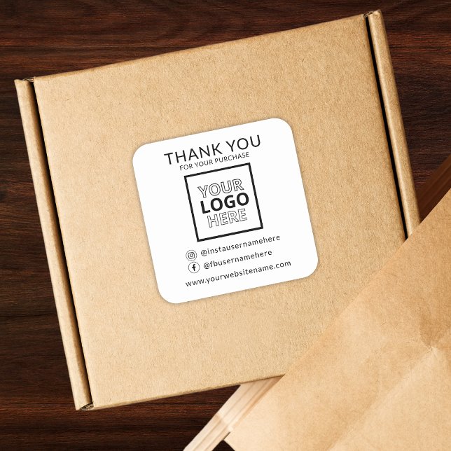 Sticker Carré Merci Pour Votre Achat Logo D'Entreprise (Thank You For Your Purchase Business Logo Square Sticker
)