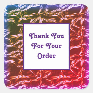 Sticker Carré Merci pour votre commande Pink Purple Metallic