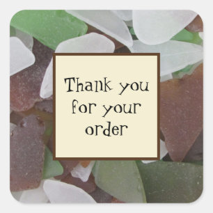 Sticker Carré Merci pour votre commande Sea Glass Photo Business