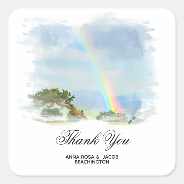Sticker Carré *~* MERCI Rainbow Mountain Tree AR11 (Devant)