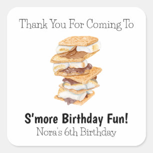 Sticker Carré Merci Realistic S'mores 6e Anniversaire
