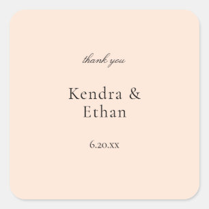 Sticker Carré Merci rose pastel