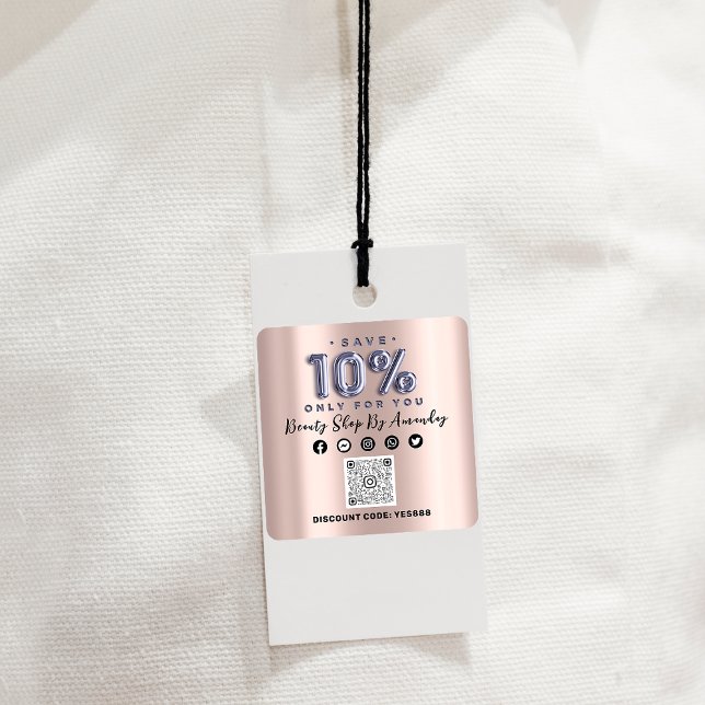 Sticker Carré Merci Shopping 10%Off QR CODE Rose Lilac (Créateur téléchargé)