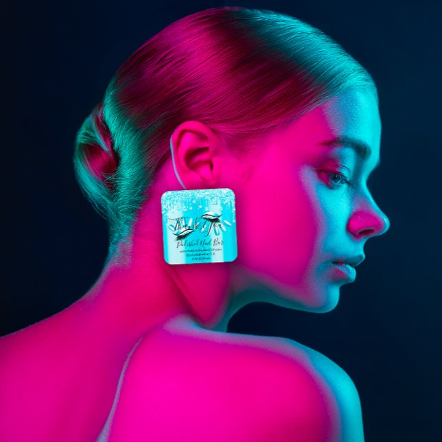 Sticker Carré Merci Shopping Déchets Diamant Clou Bleu (Thank You Shopping Diamond Drips Nail Blue Square Sticker )