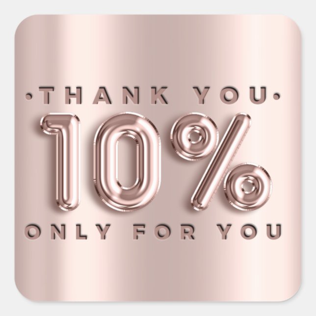 Sticker Carré Merci Shopping Rose Drips 10%Off Moderne (Devant)