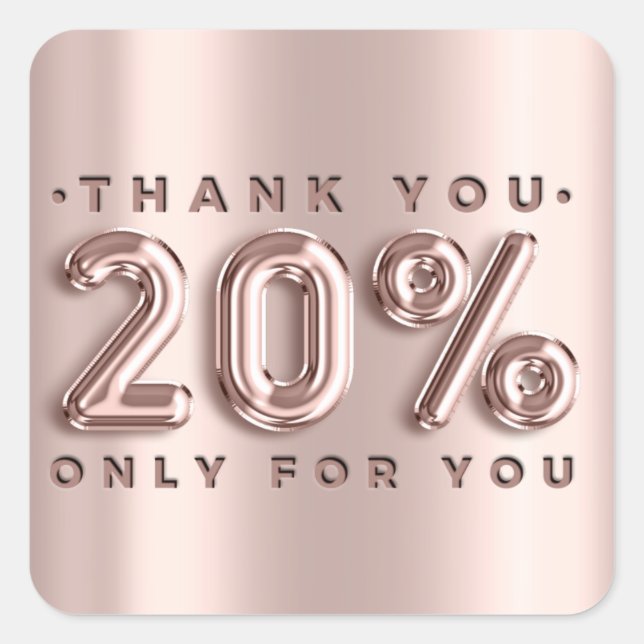 Sticker Carré Merci Shopping Rose Drips 20%Off Moderne (Devant)