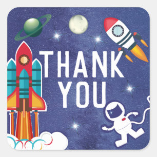 Sticker Carré Merci spatial du navire-fusée Astronaut