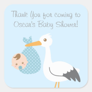 Sticker Carré Merci Stork livre mignonne bébé garçon