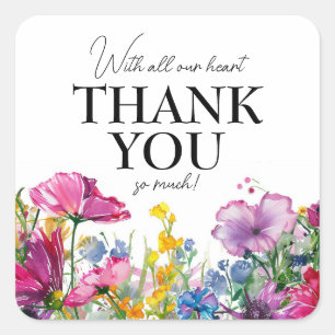 Sticker Carré Merci tellement 🌻 💗 collection Meadow Blooms 🌹