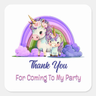 Sticker Carré Merci Unicorne violet