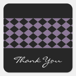 Sticker Carré Merci violet et noir de diamant