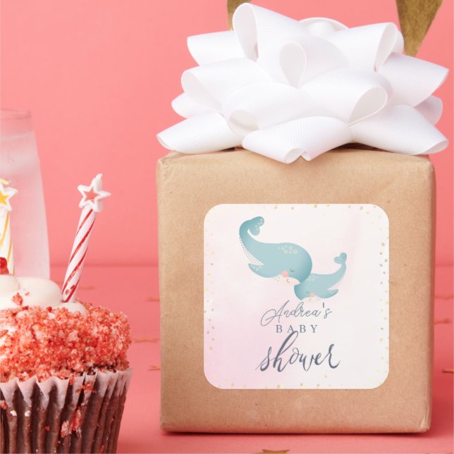 Sticker Carré Merci Y'all Cowboy Boot & Bouquet Baby shower (Fête)