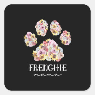Sticker Carré Mère Art Frenchie Mama Floral Paw French Buldog