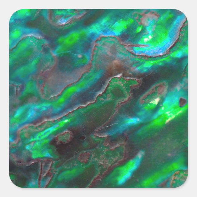 Sticker Carré Mère De Pearl Texture Motif Photo Turquoise (Devant)