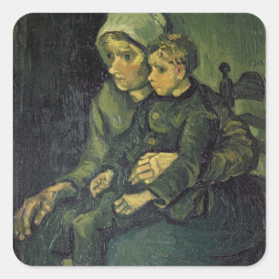 Sticker Carré Mère de Vincent van Gogh   et enfant, 1885