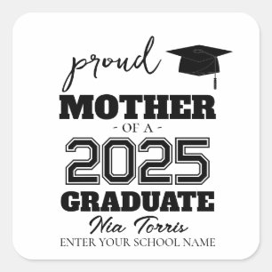 Sticker Carré Mère fière personnalisée d'un diplômé 2025