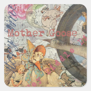 Sticker Carré Mère Goose Nursery Rhyme Fairy Tale
