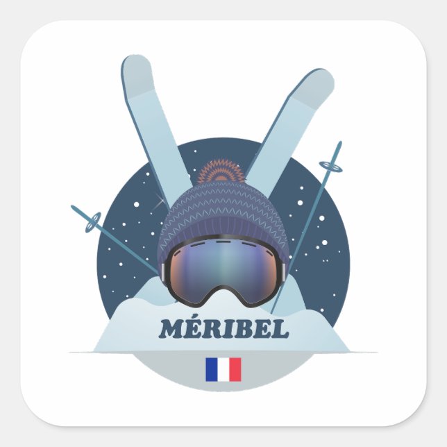 Sticker Carré Meribel Station de ski (Devant)