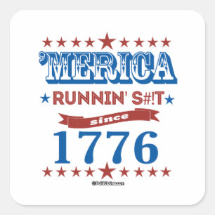 Sticker Carré 'Merica - Running S—t depuis 1776