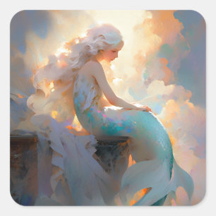 Sticker Carré Mermaid Imaginaire Art