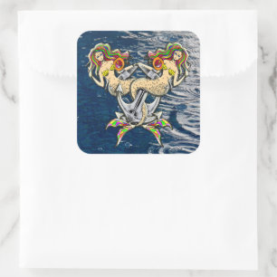 Sticker Carré Mermaids - Design nautique pour les amoureux des o