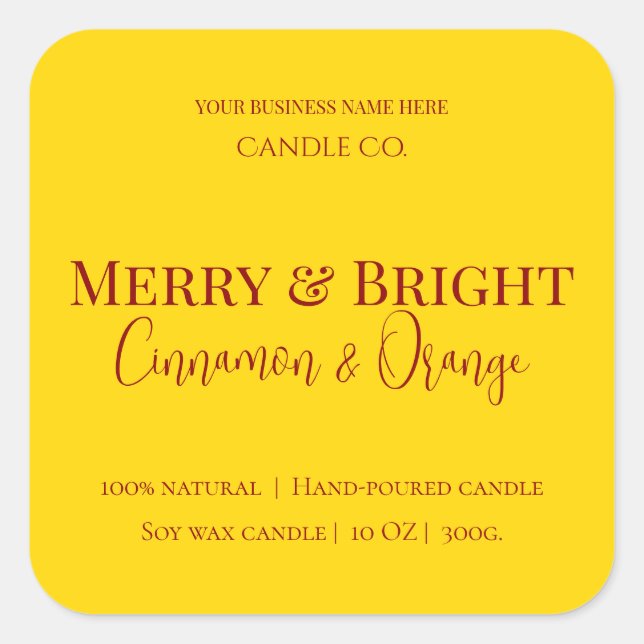 Sticker Carré Merry & Bright Holiday | Editable Christmas Candle (Devant)