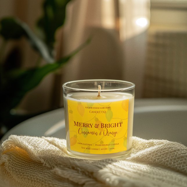 Sticker Carré Merry & Bright Holiday | Editable Christmas Candle (Créateur téléchargé)