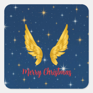 Sticker Carré Merry Christmas Angel Wings