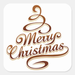 Sticker Carré Merry Christmas - Christmas Tree